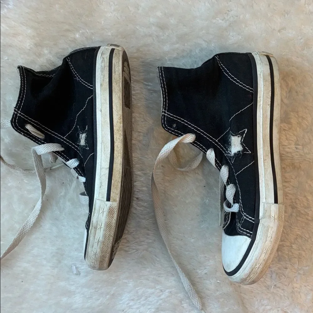 Converse One Star Kids Black and White High-Top Sneakers